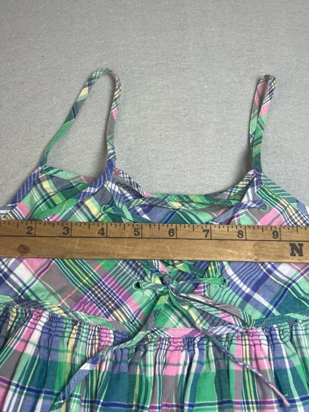Ralph Lauren Girls Size 6 Cotton Green Pink Blue Plaid Sundress Back to School